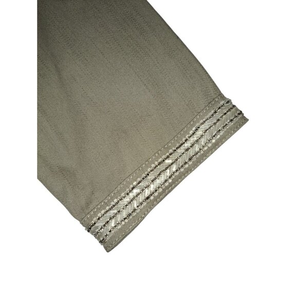 Chico's Utility Olive Green Beaded Cuff Jacket Women's Cotton Blend Open Front L - Picture 2 of 10